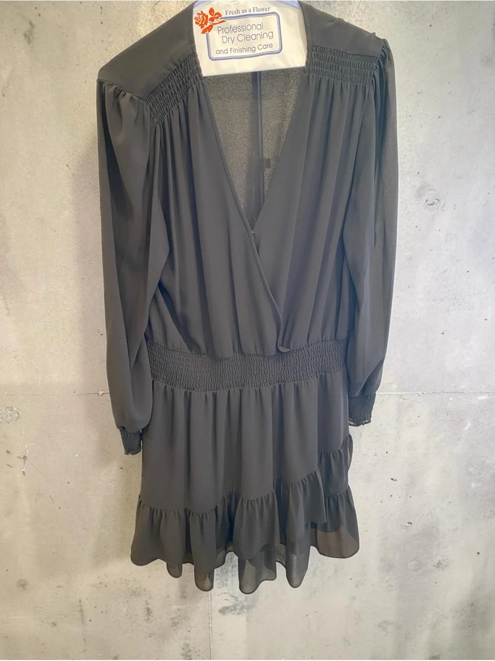 Michael Kors Black V-Neck Long-Sleeve Mini Dress